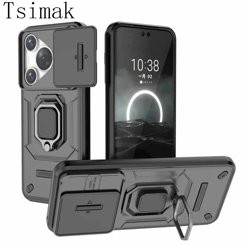 Shockproof Case For Huawei Pura 70 Ultra Pura70 Slide Lens Camera Armor Back Coque for Honor Magic 5 6 Lite 90 X9A X9B Cover