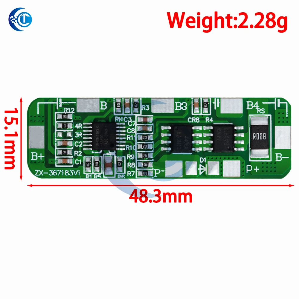 1PC 18650 Battery BMS Protection Module (4S 20A): 4.35V/2.5V Protection + 5A Discharge & Cell Balancing