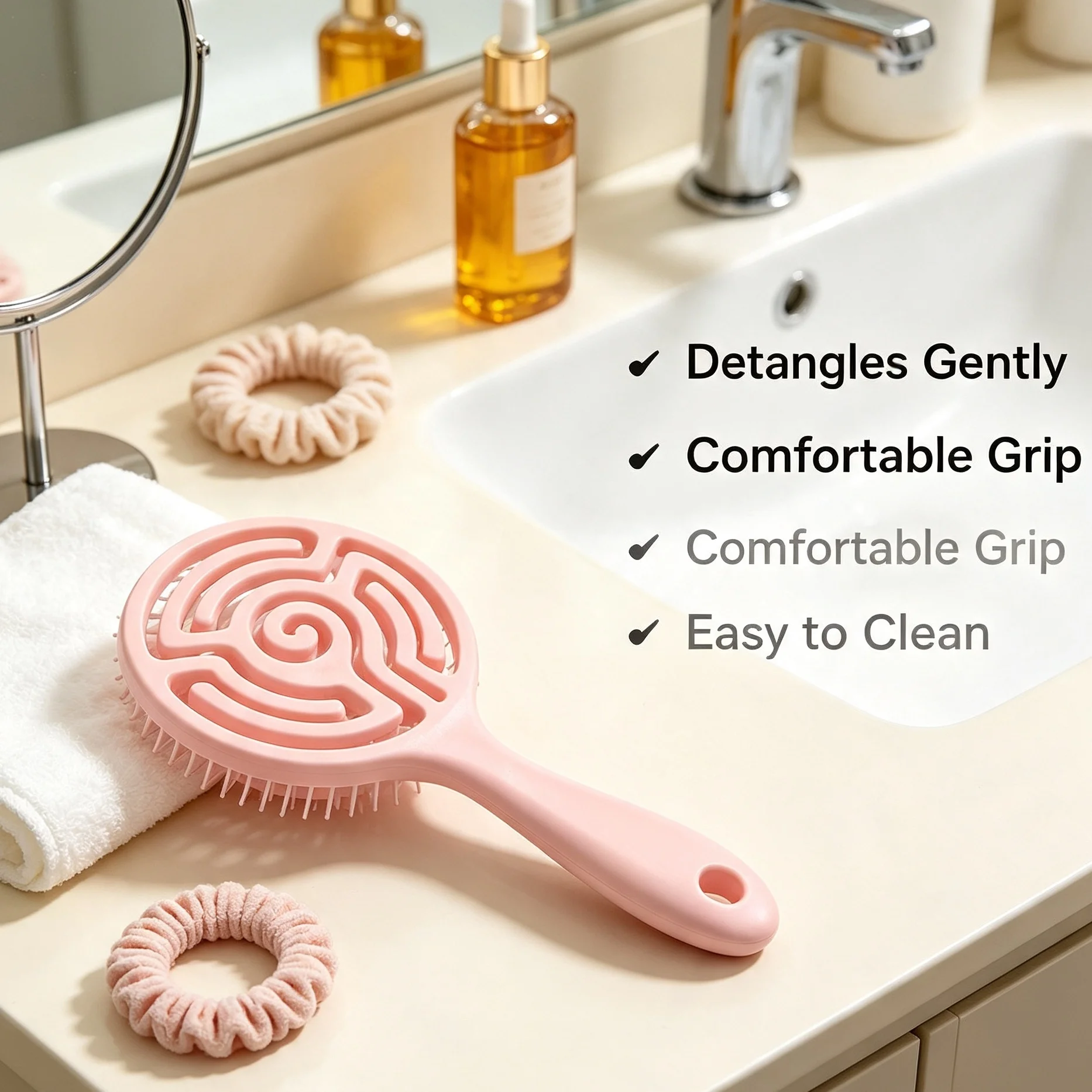 V-shaped spiral air cushion comb for smoothing hair, massaging, and suitable for both dry and wet use.