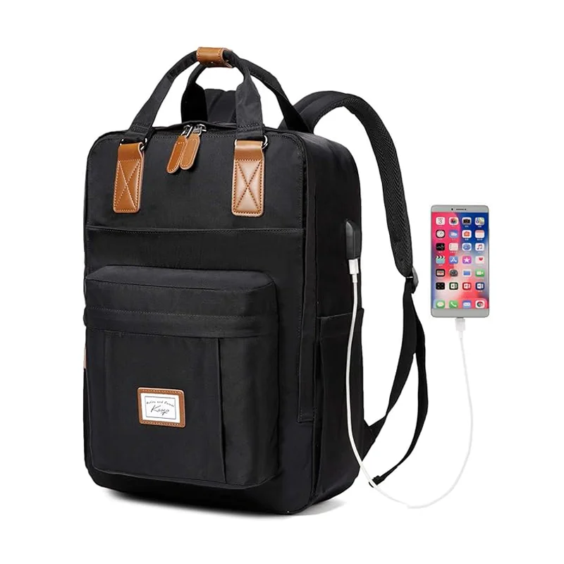 

Backpack for Women Men, 15.6" Classic Laptop Bookbag with USB Charging Port for College Travel Work