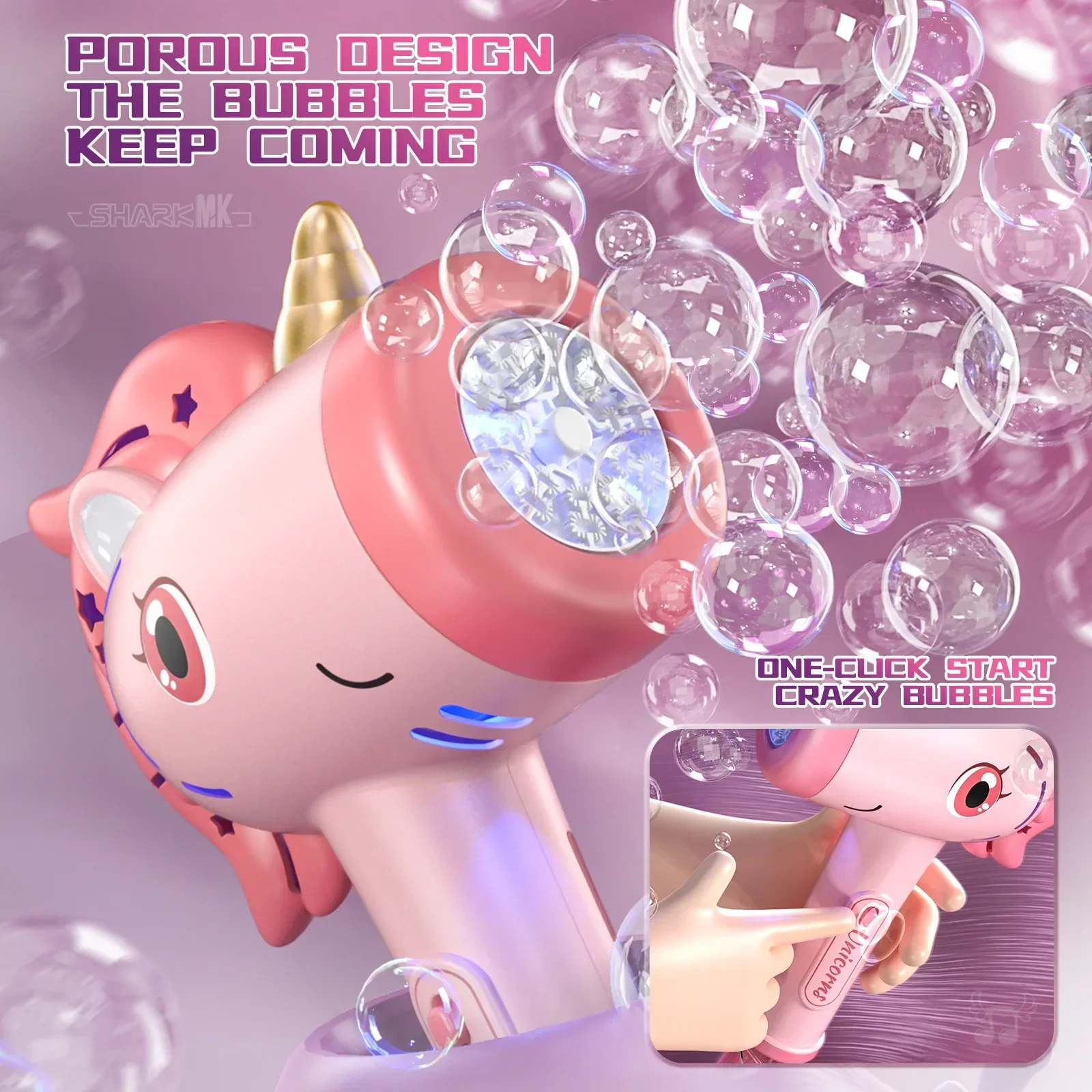 Automatic Bubble Maker Blower Toys with Light For Summer Outdoor Party Gift Bubble Machine Wand for Toddler