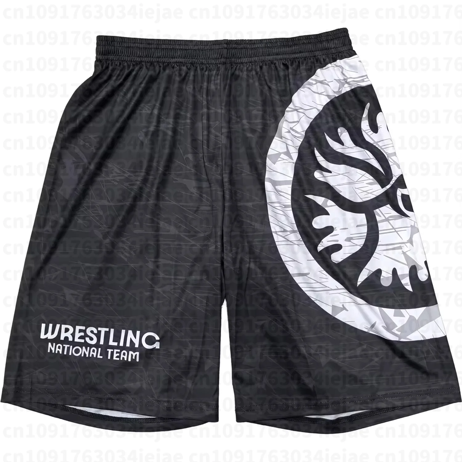United World Wrestling Herren Kinder Kampfshorts Schnelltrocknend Atmungsaktiv Schwarz-Weiß Farbverlauf Druck Sportliche Trainingsshorts MMA Boxen – Detail 9
