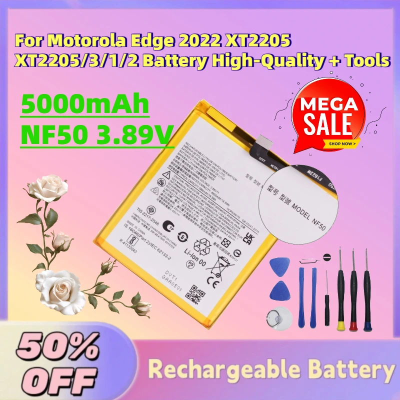 

Fast Shipping 5000mAh NF50 3.89V Mobile Phone Battery for Motorola Edge 2022 XT2205 XT2205/3/1/2 Battery High-Quality + Tools