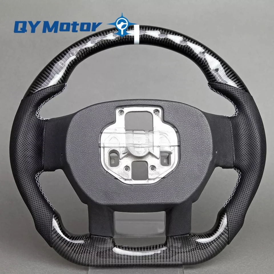 Real Carbon Fiber Steering Wheel Fits For Ford F150 F-150 Raptor 2015-2020 Customized Steering Wheel White Stripe