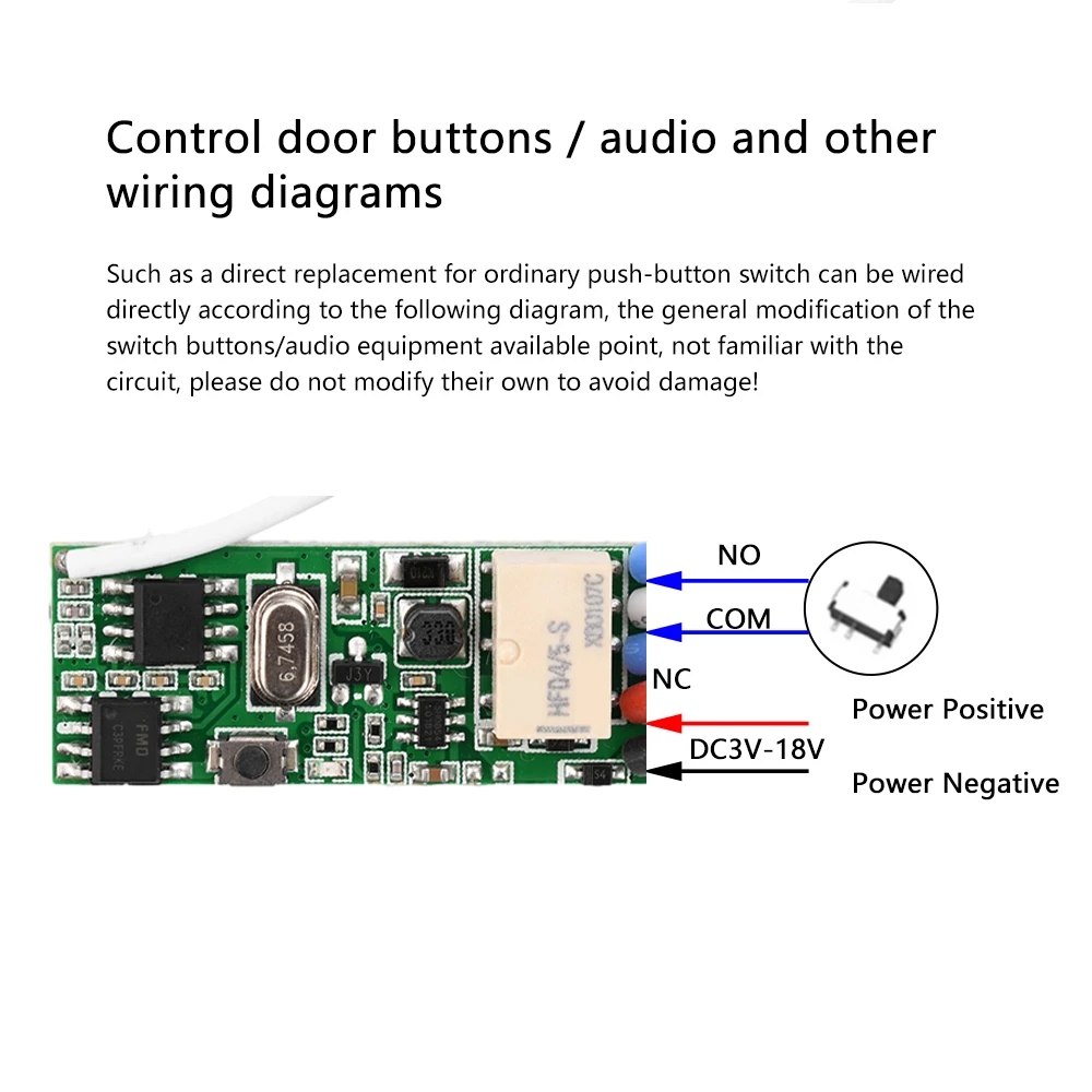 DC3V-18V Wireless Remote Control Switch Miniature On/Off Switch Wireless Remote Control 433MHz For Circuit control