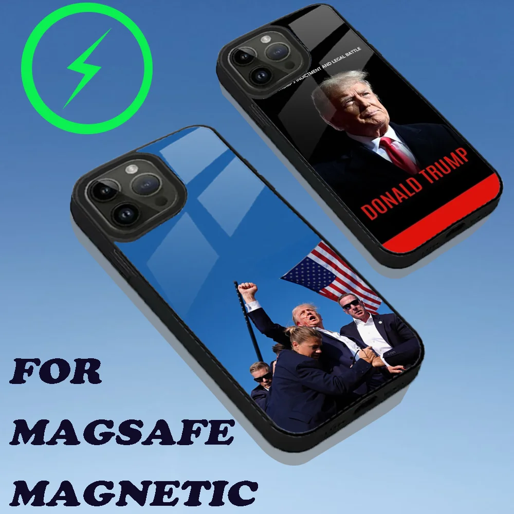 Donald Trump Never Surrender Phone Case For iPhone 15,14,13,12,11,Plus,Pro,Max Mini Magsafe Magnetic Wireless Charging