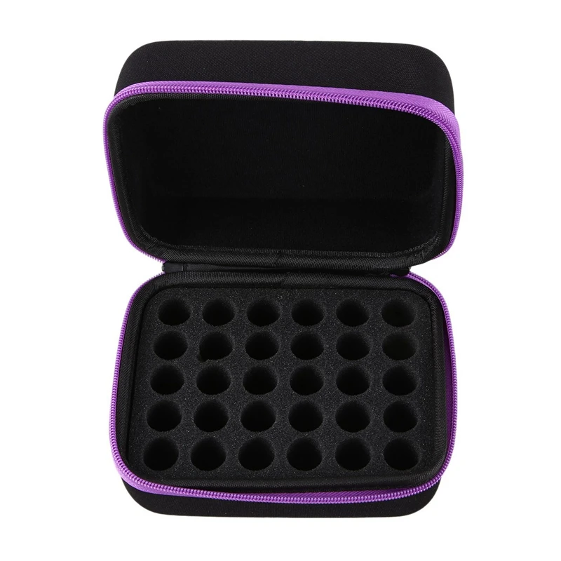 2X 6Colors Essential Oil Case 30 Bottles 10Ml Perfume Oil Essential Oil Box Travel Portable Bag Purple