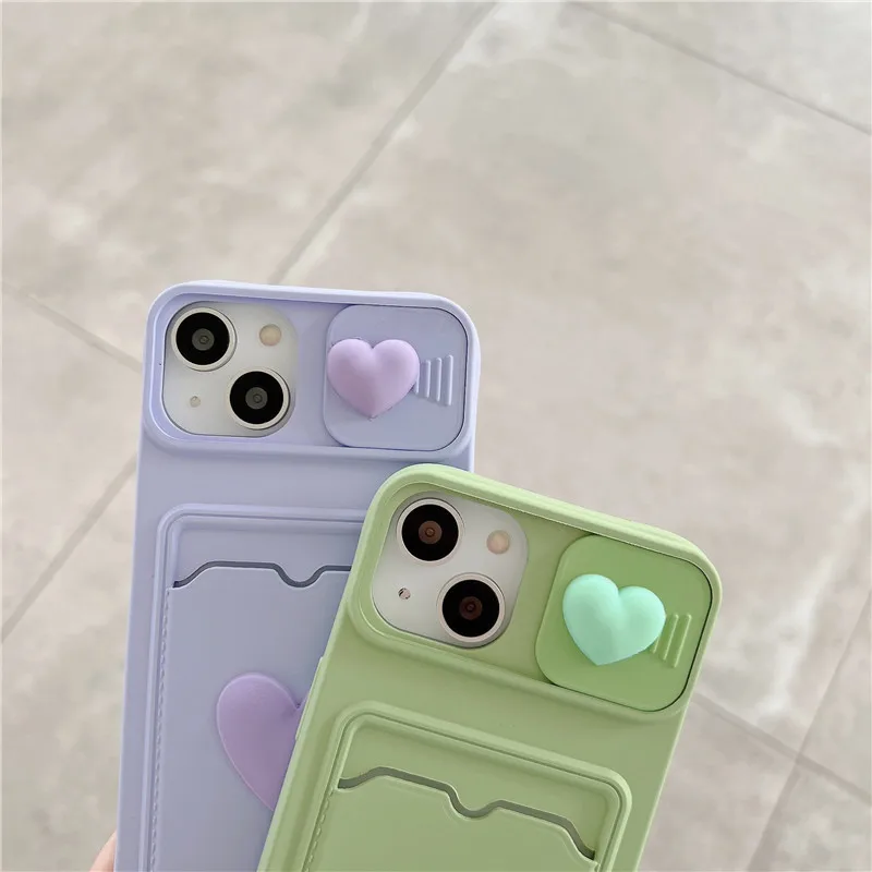 حافظة بطاقات سيليكون سائلة لهاتف آيفون ، رسوم متحركة لطيفة ، زهور ثلاثية الأبعاد ، قلب الحب ، 15 ، 14 ، 13 ، 12 ، 11 Pro Max ، X ، XR ، XS ، 7 ، 8 Plus ، غطاء SE3