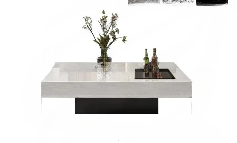 Marble coffee table imported natural luxury stone Kari ice jade table light luxury high-end square suspended coffee table