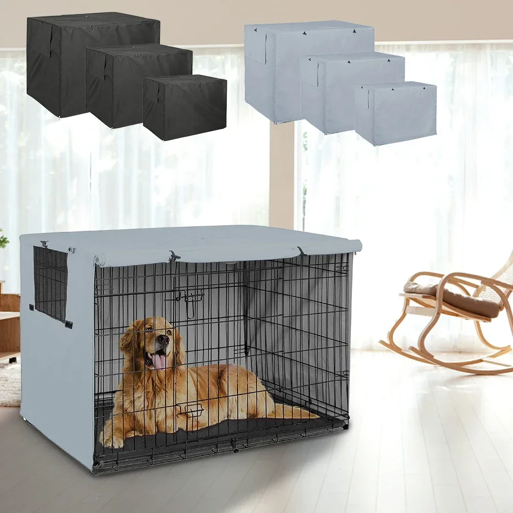 

Windproof Dogs Crate Cover Pet Kennel Cover Universal Privacy Breathable Double Door Dog Cage Outdor Cloth Covers