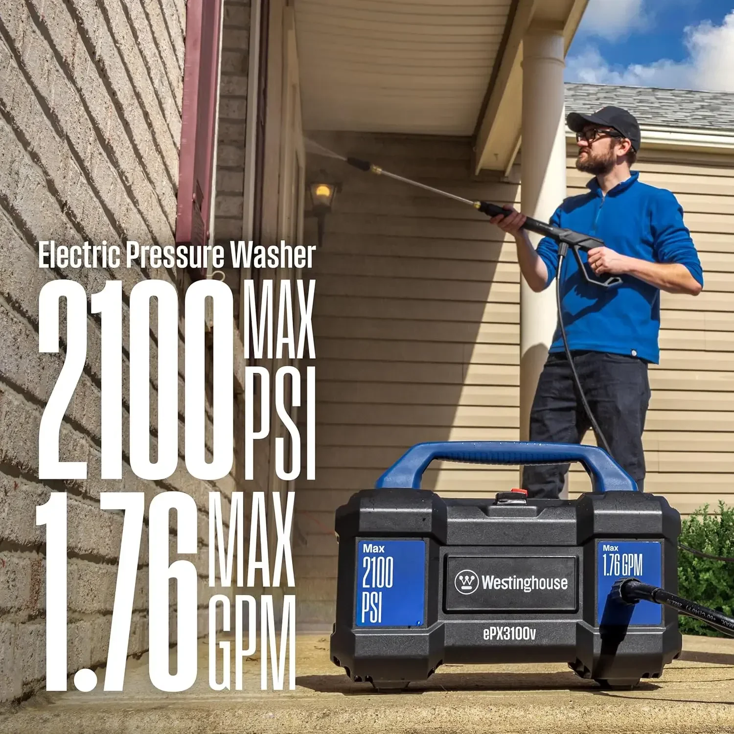 

Новинка! Бесплатная доставка! Электрическая мойка высокого давления ePX3100v, 2100 PSI, 1.76 GPM, со встроенной ручкой для переноски, съемная насадка Foa