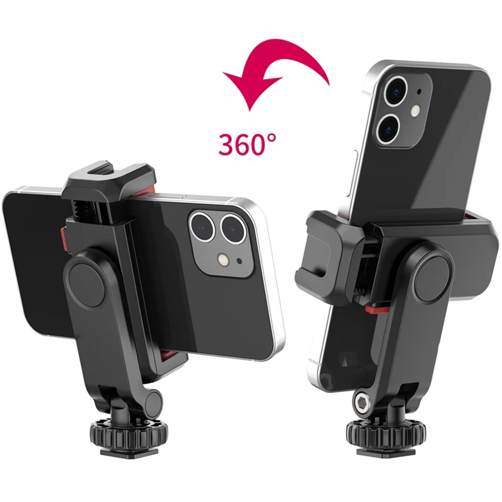 ST-06S 360°Rotatable Phone Mount Holder Tripod With Cold Shoe For Mic Light Phone Clip For iPhone 12 Pro max Smartphone