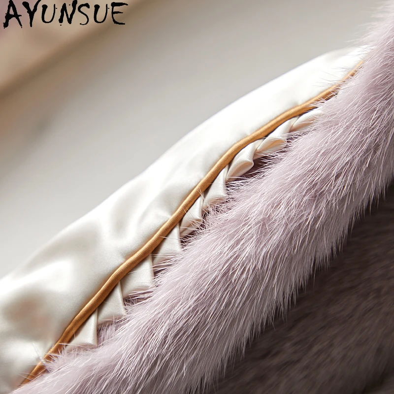 AYUNSUE Natural Mink Fur Coat for Woman 2025 New Elegant Winter Jacket Full Mink Fur Coats for Woman Clothes Fourrures Femmes