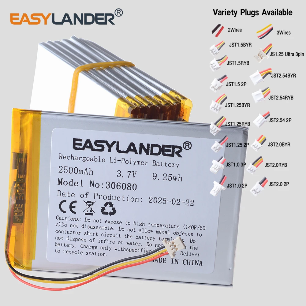 306080   3.7V 2200mAh Oplaadbare Lithium Li-ion Li-polymeer Batterij Voor afstandsbediening Draagbare telefoon E-book Power bank