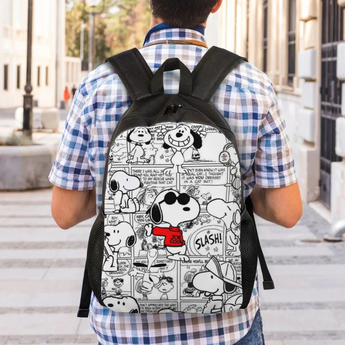 Ретро рюкзаки S-Snoopys на заказ для мужчин и женщин, школьная сумка для студентов колледжа, подходит для 15-дюймового ноутбука, сумки с изображением комиксов