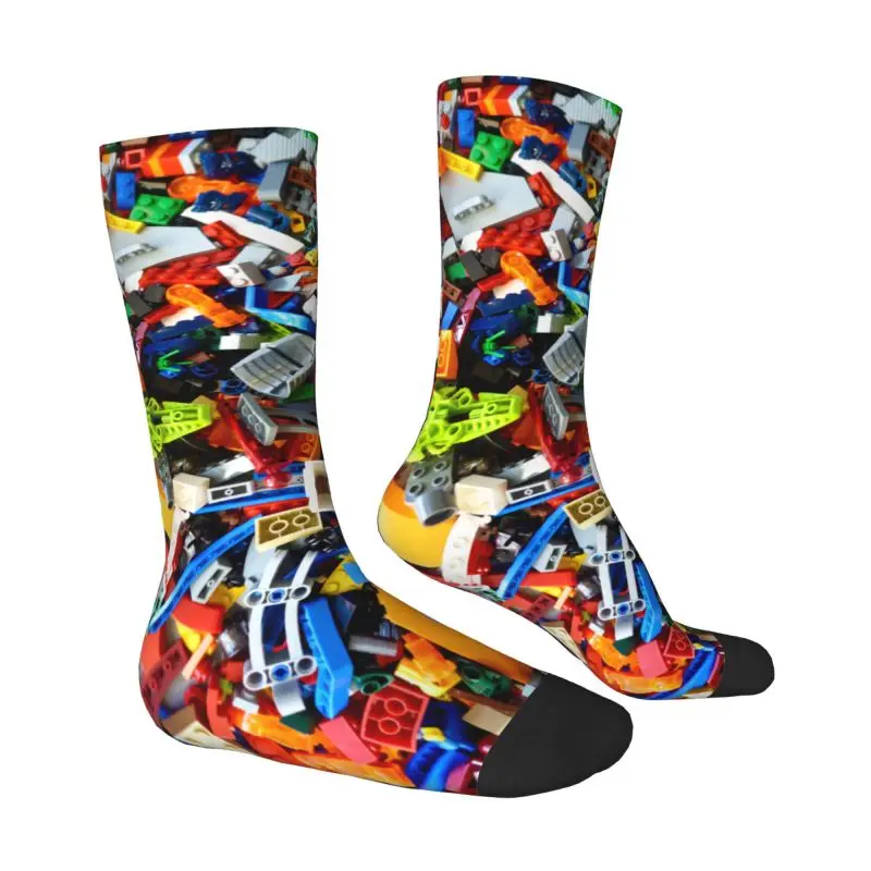 Custom Building Blocks Pattern Men's Crew Socks Unisex Cool 3D Print Dress Socks