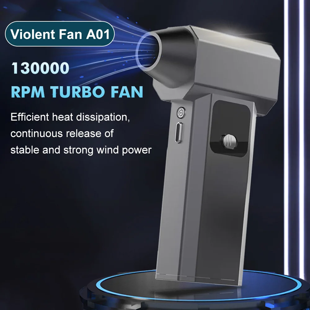 Mini Air Blower With Power Display 130000RPM Turbo Jet Fan Wind Speed 52m/s Electric Blower Multifunctional Blowing Dust Dryer