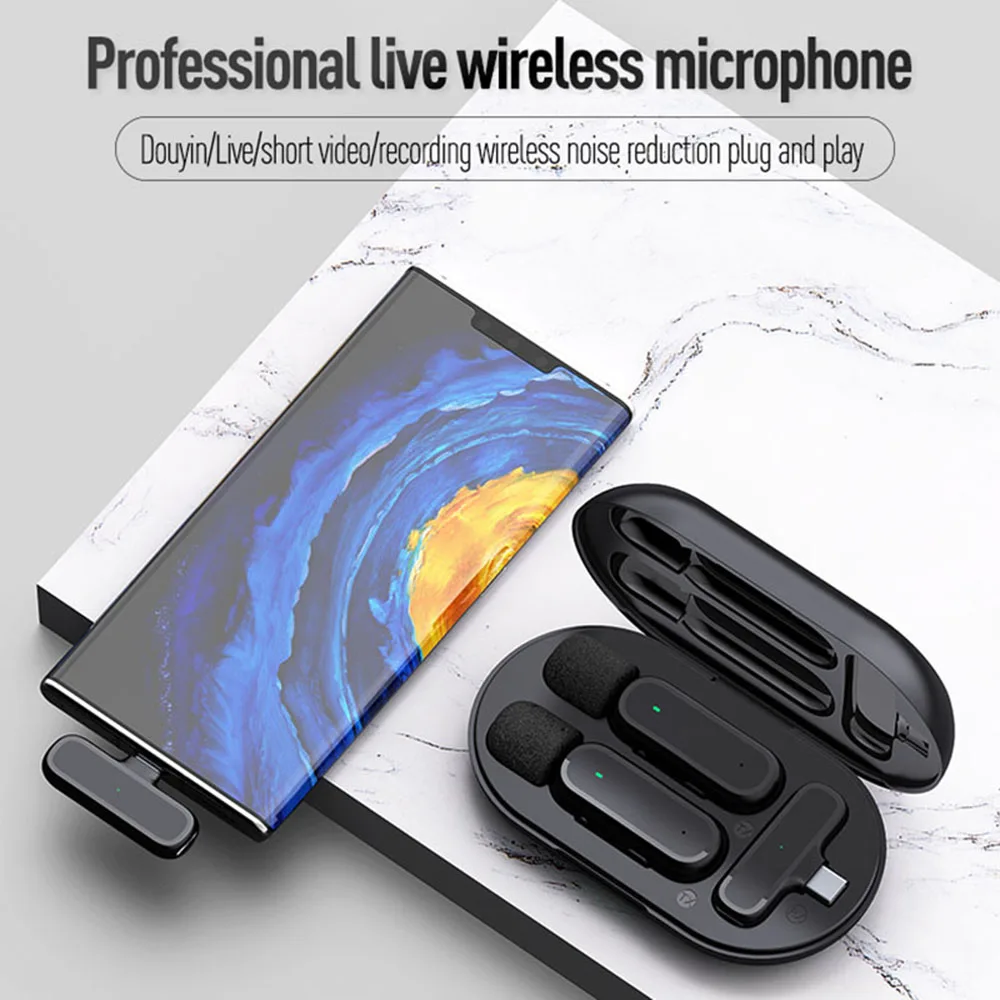 Wireless Lapel Microphone Micro Telephone Portable Charging Box Mic Wireless Microphone For Mobile Cell Phone Android Iphone