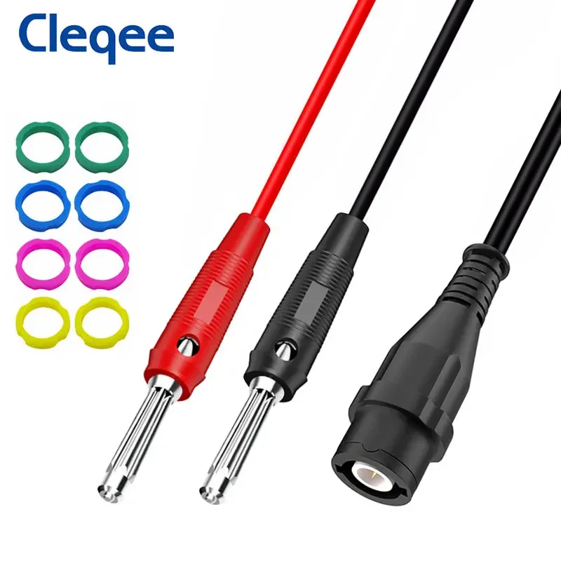 Cleqee P1203 BNC Male Plug to Dual 4mm Banana Plug Coaxial Cable Oscilloscope Test Lead Stackable Banana Plug 120CM