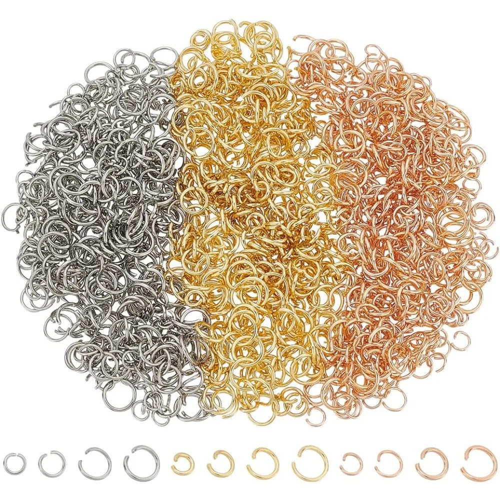

1200Pcs Open Jump Ring 12 Style 5/6/7/8mm Stainless Steel Connector Rings Bulk for DIY Craft Jewelry Making Findings Accessory
