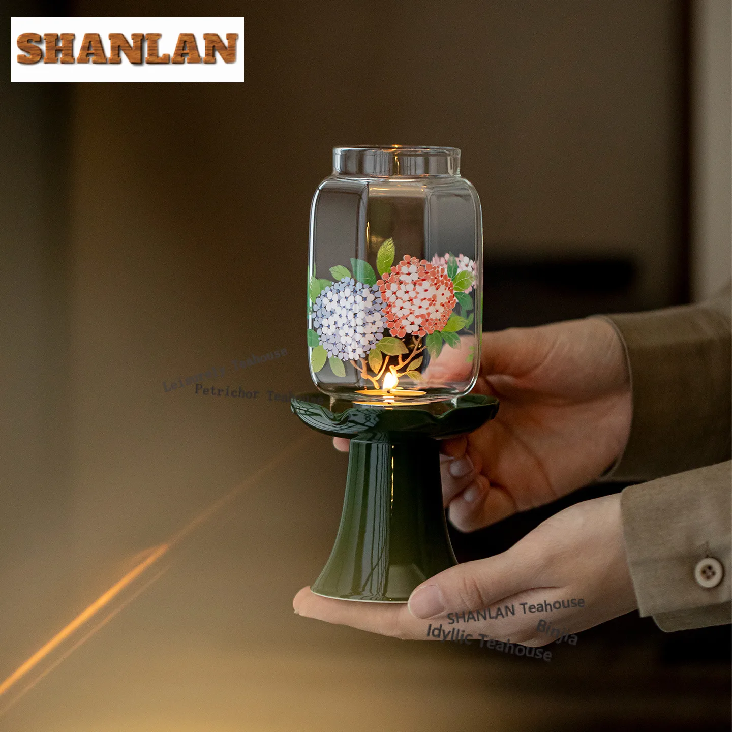 Hydrangea Glass Candle Holder Artifacts Scented Aromatic Candles Candle Lights Tea Services Wedding Decoration Craft Ornaments