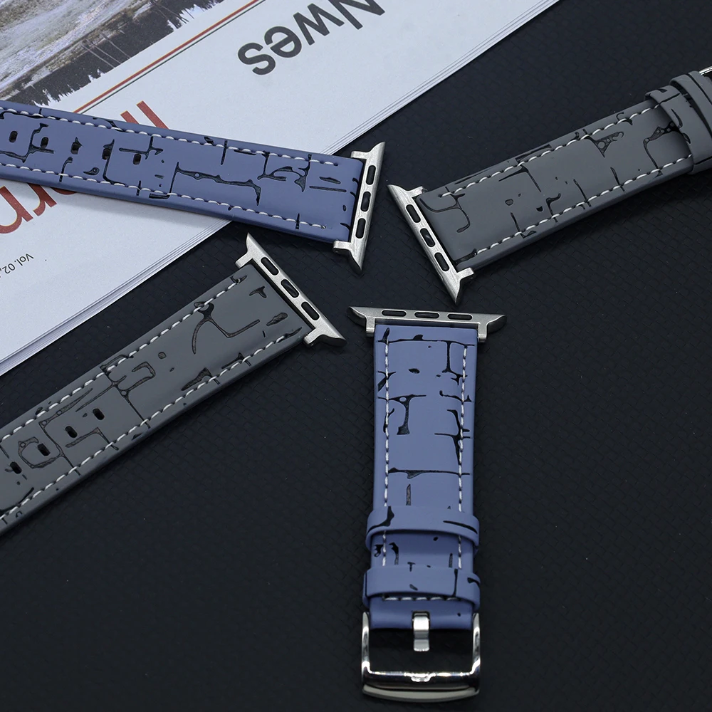 Elegantes bandas de cuero PU para Apple Watch 40mm 41 42mm 44mm 45mm 46 49mm correa sintética informal para iwatch Series 10/9/8/7/6/5/4/se/3