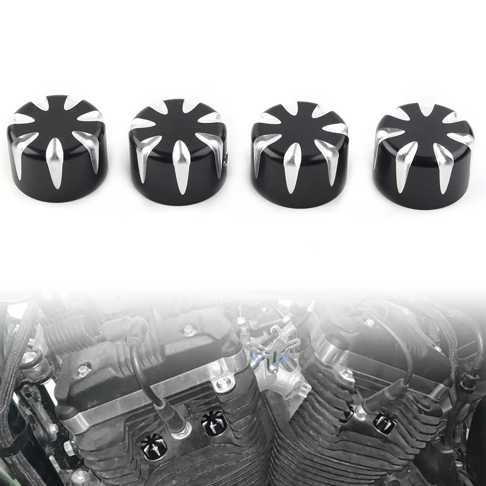 4pcs Black Motorcycle Engine Screw Topper Cover Head Bolt Caps For Harley Davidson XL883 Softail Dyna Sportster Aluminum Alloy