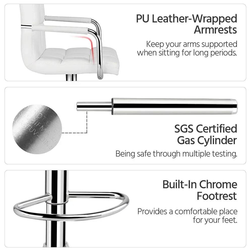 2pcs Faux Leather Swivel Bar Stools for Home Counter, Kitchen bench