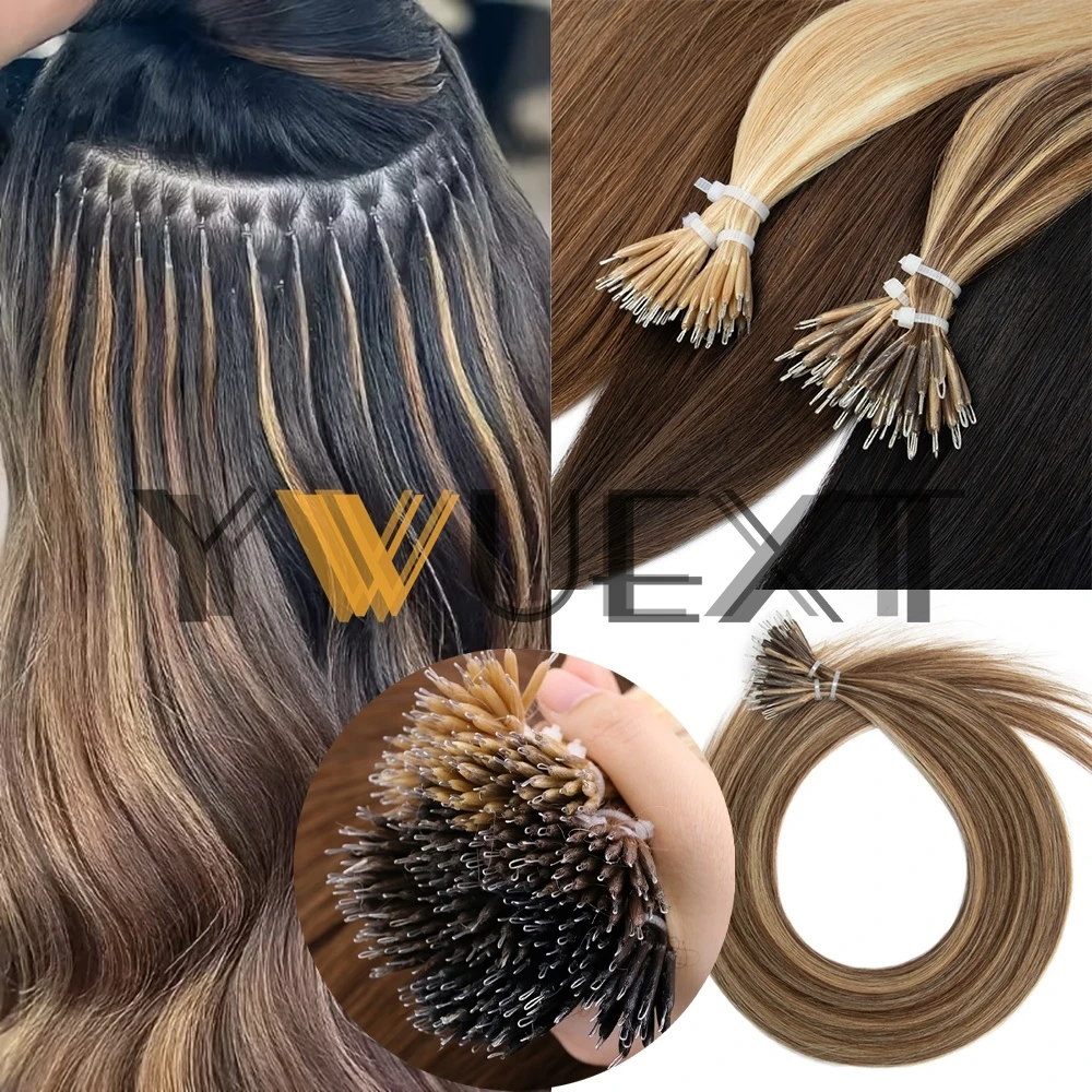 Invisible Nano Ring Human Hair Extension 12-20 inches Natural Straight Micro Rings Hair 30-50g without Nano Beads 8 Colors