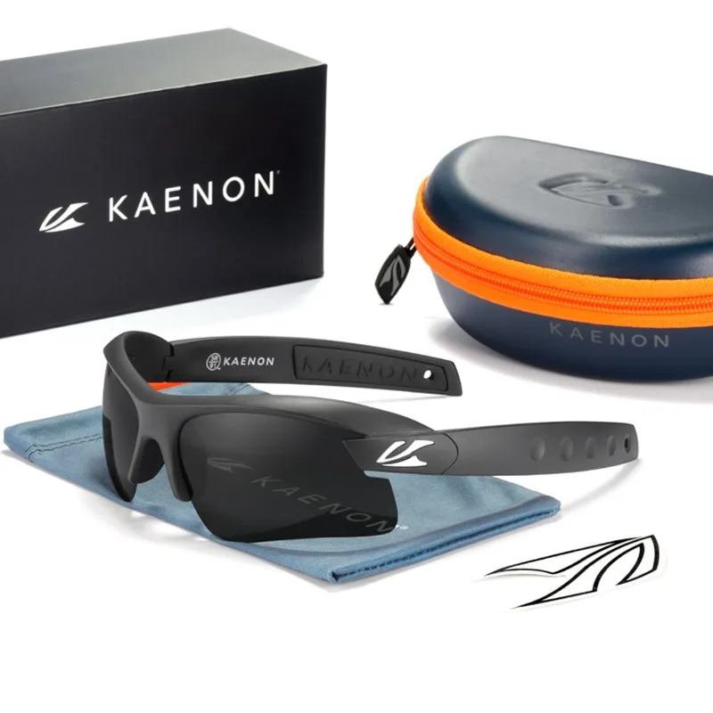 KAENON X-KORE High Quality Polarized Sunglasses Men Outdoor Sports Sun Glasses 1.5mm Thickness Lens Black Shades With Hard Case