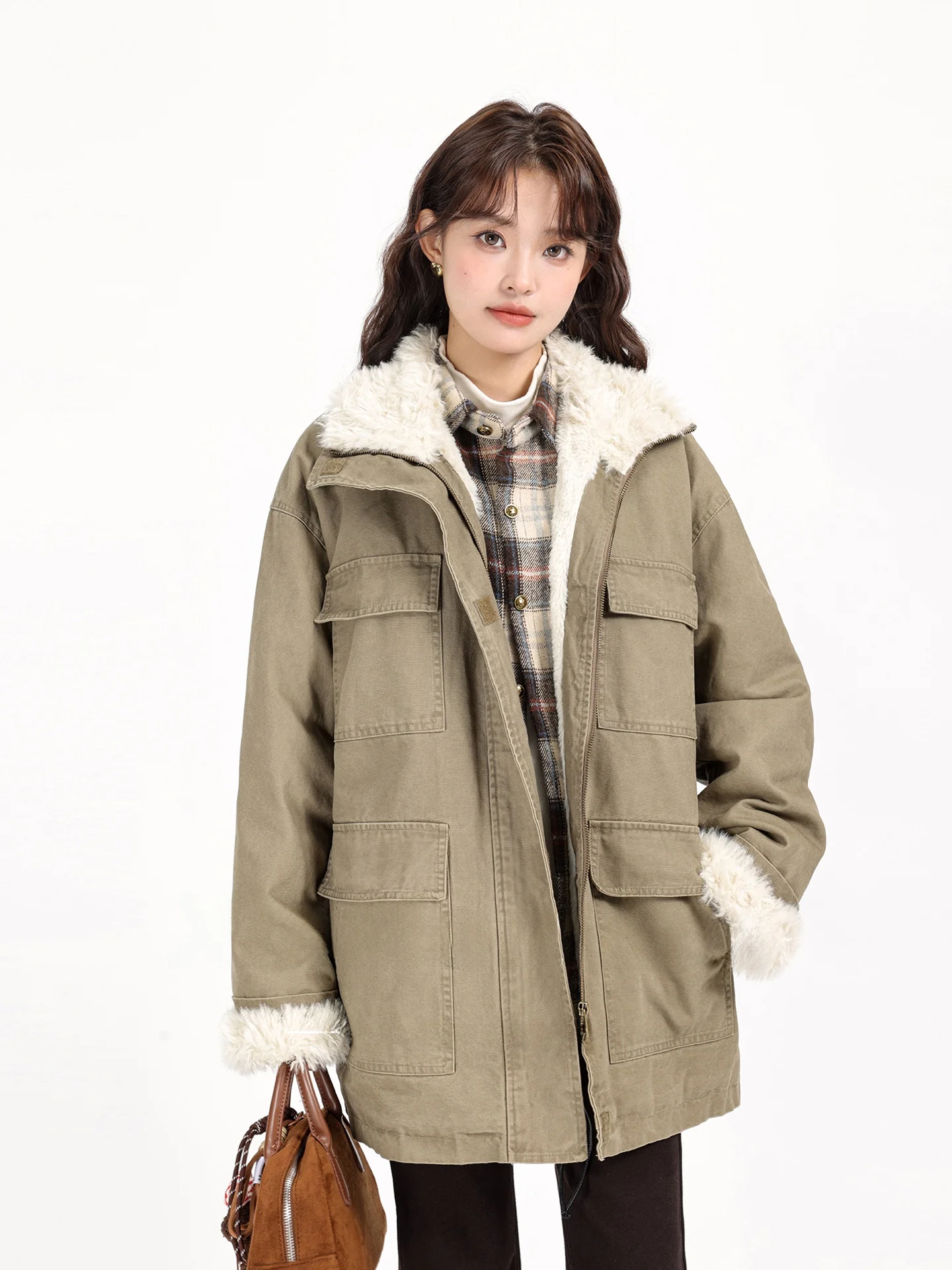 

I Color Denim Jaet, зимняя новинка, теплая утягивающая парка средней длины на подкладке, пальто в Корейском стиле, женская верхняя одежда