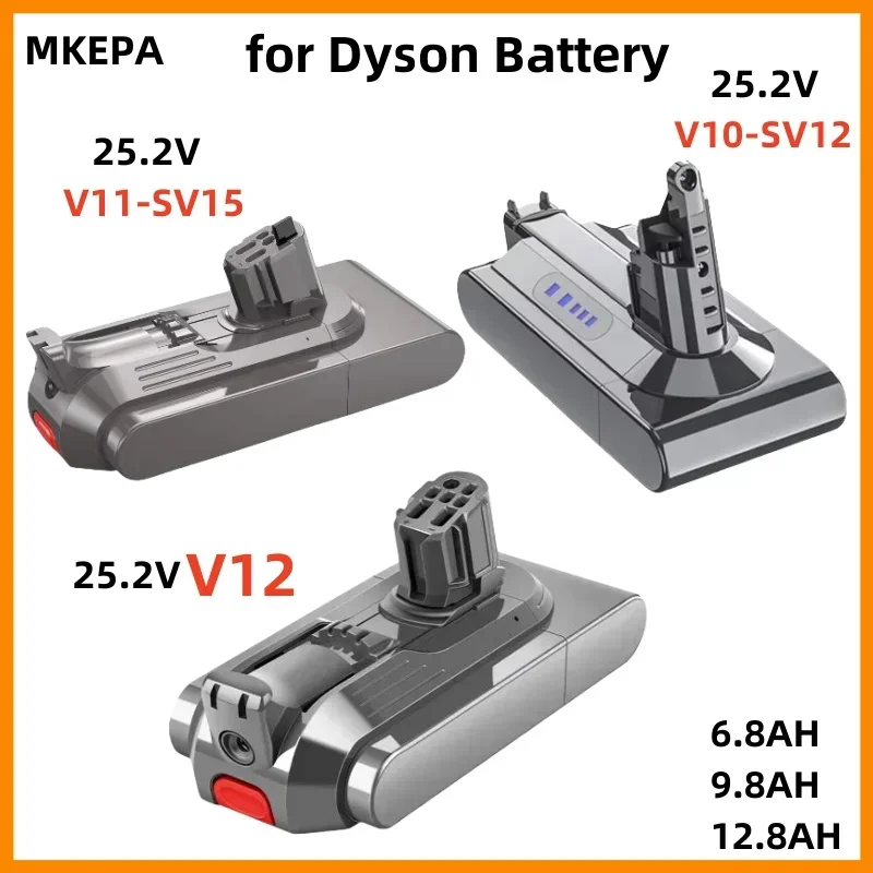 25.2V for Dyson V12 Detect Slim Cordless V11 Absolute Extra V11 Absolute V10 Animal V10-SV12 V11-SV15 Battery 25.5V 12800mAh