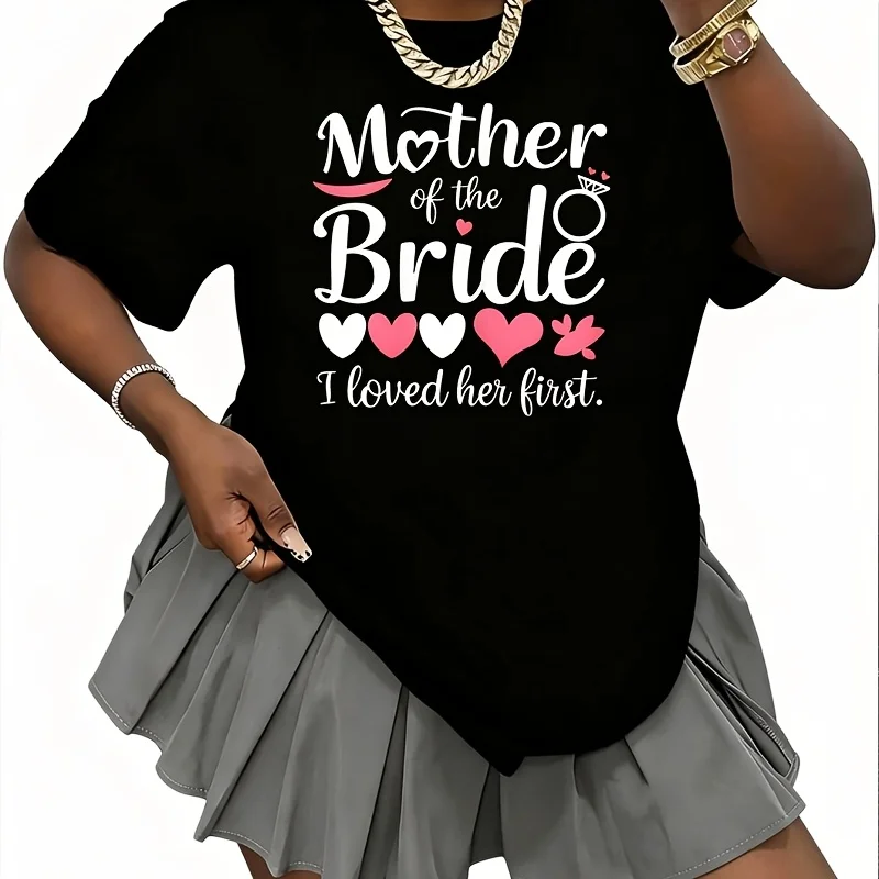 I Loved Her First Mother of the Bride Women's 100% Cotton T-Shirt Short Sleeve Top Casual Round Neck Fun Print Tee S-5Xl