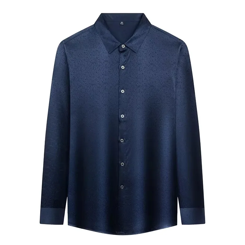 

Silk Blends High-End Shirts For Men Long Sleeved Casual Coolness Summer Quality Satin Soft Comfortable Premium Camisas De Hombre