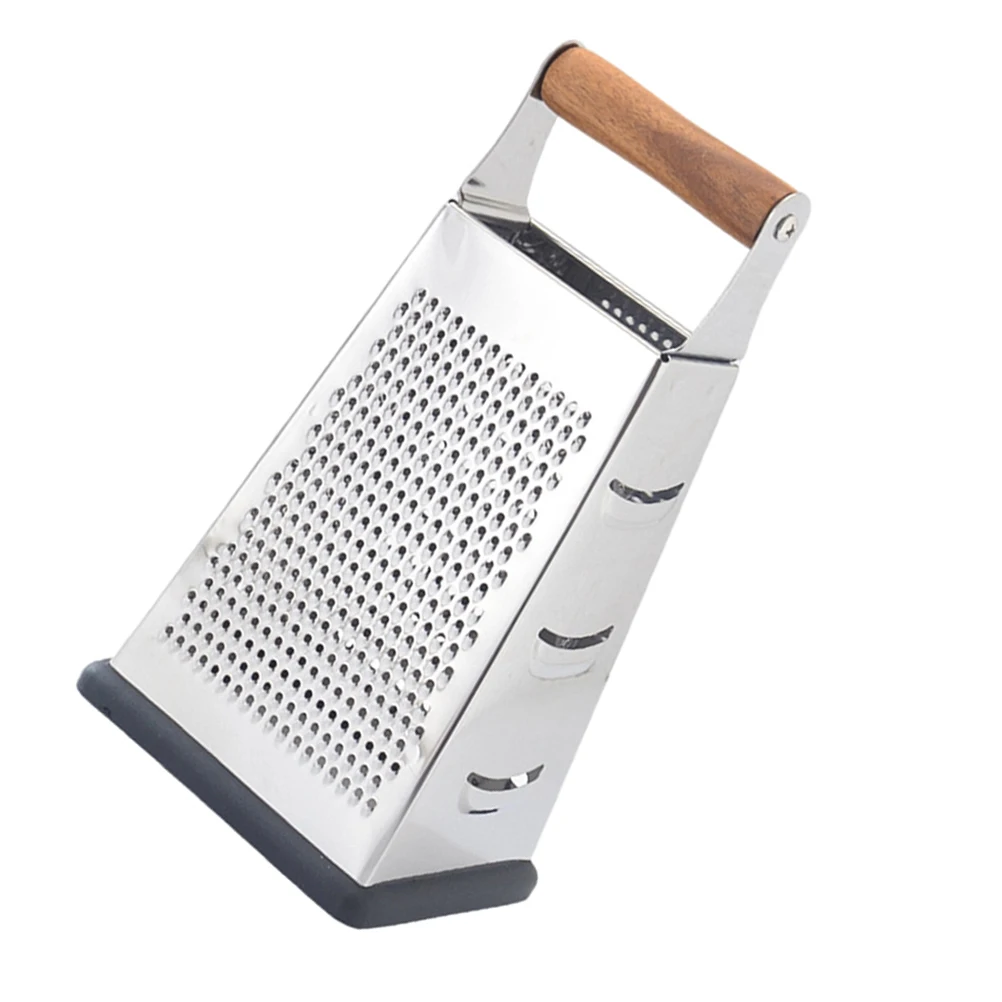 

4-Sides Stainless Steel Multi-Function Vegetable Grater Slicer Shredder Tool Wooden Handle Kitchen Home Efficient Food