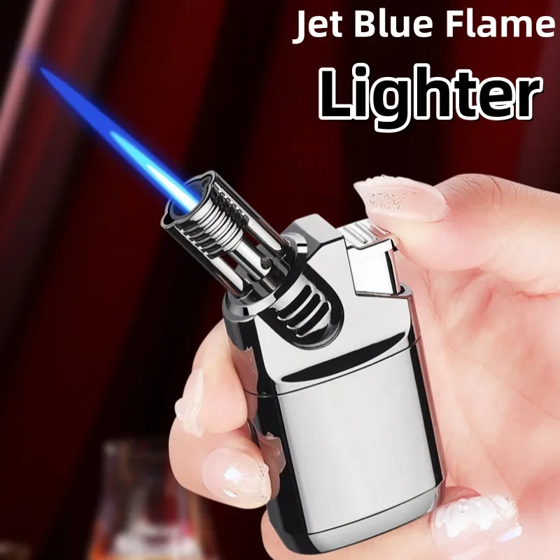 

Новая металлическая локоть Jet Blue Flame газовая зажигалка ветрозащитная портативная турбинная зажигалка для мужчин подарок аксессуары для сигарет