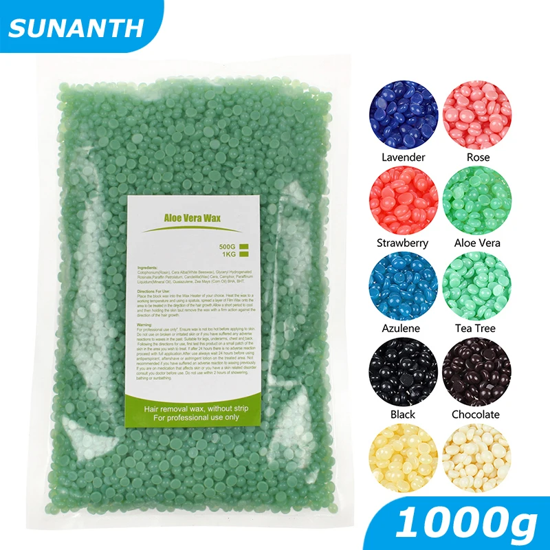 1000g Hard Wax Beads for Hair Removal 8 Colors Hot Film Epilator Waxing Wax for Wax Heater Machine Wax Pearls for Wax Warmer Kit