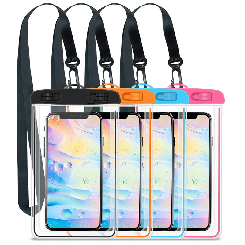 Sealed Waterproof Phone Pouch Cellphone Dry Bag Case Underwater Phone Protector PV Cover for Kayaking, Beach, fishing with Strap