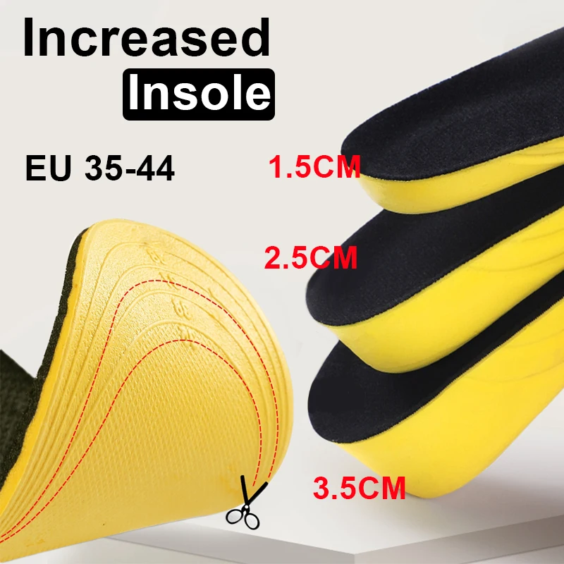 1.5-3.5cm Height Increase Insoles for Women Men Invisiable Boost Breathable Orthopedic Elevator Insoles Shock Absorption Pads