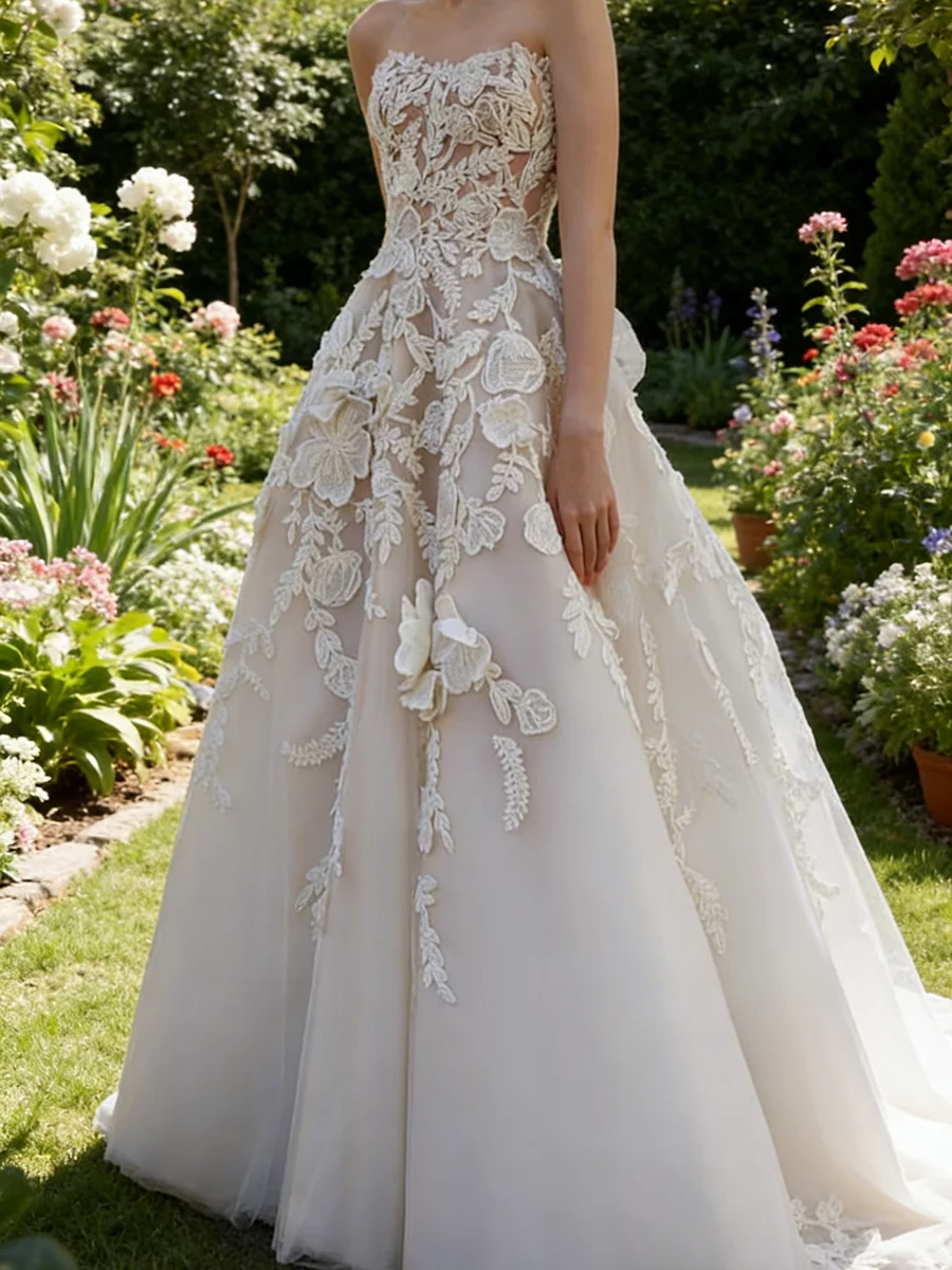 

Elegant Sweetheart Sleeveless Appliquins Pleat A-Line Bride Wedding Dresses Bridal Gowns Customized