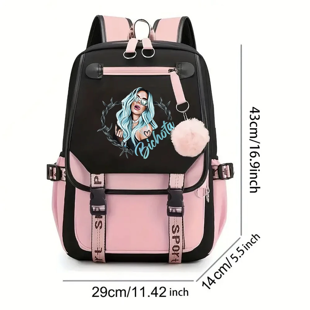 Hot Karol G Bichota Music Album Backpack Plush Schoolbag  Funny Y2K Aesthetic Manana Sera Bonito Backpack