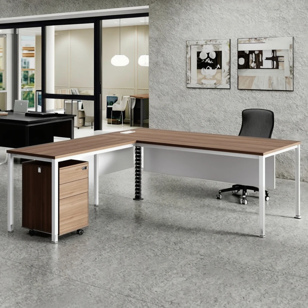Manager Desk Standard Mobile Pedestal Combination Adjustable Keyboard Tray Office Workstation