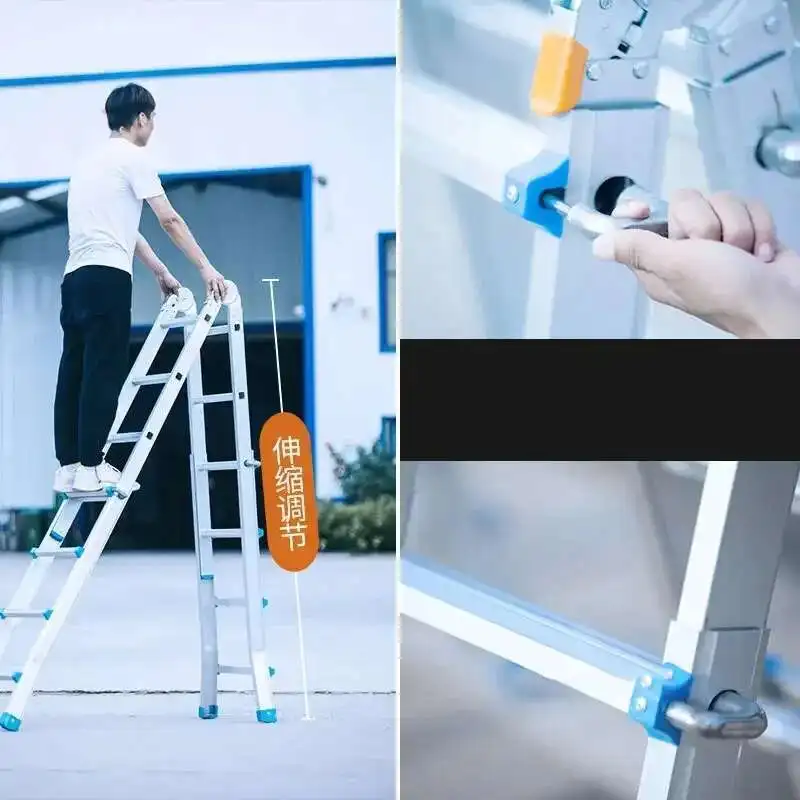 

Thickened Folding Ladders Aluminum Alloy Portable Engineering Ladder Multi-functional Herringbone Ladder Telescopic Step Ladders