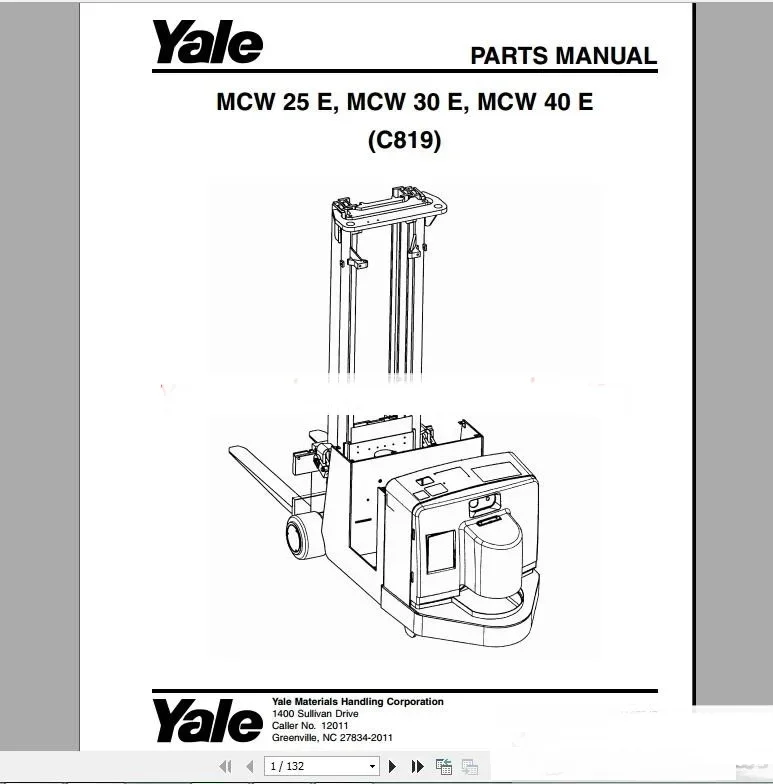 AutoDVD YALE Spare Parts PDF 2017 for USA and EURO version FULL MODELS