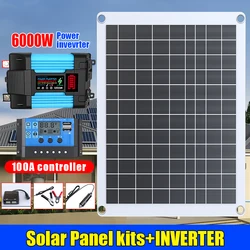 6000W Solar Inverter Complete Power Generation System with 600W Solar Panel 110V/220V Output Mobile Outdoor Household Power