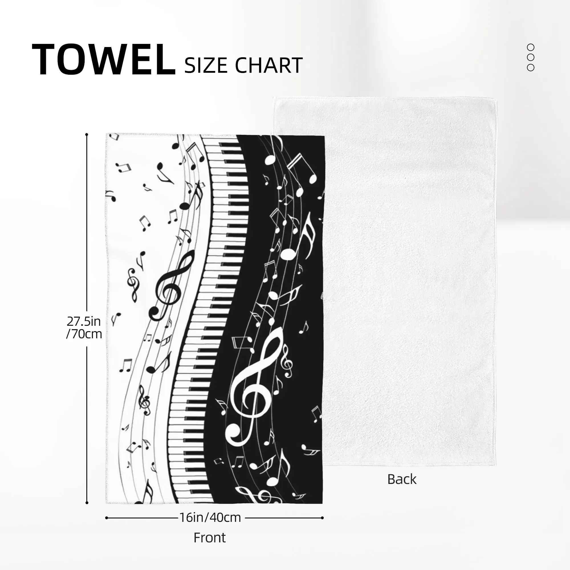 Custom Abstract Piano Keys With Musical Notes Soft Face Towel Quick Dry Pool Bath Cotton Towels Breathable