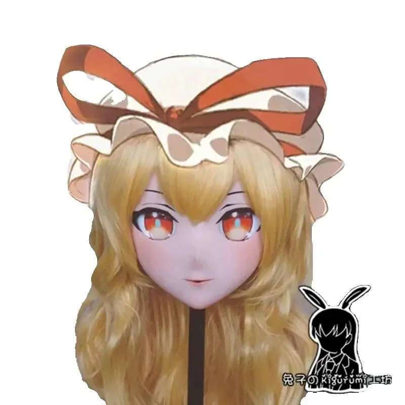 (Rabbit 20) Resin Crossdress Pretty Girl 3/4 Head BJD Doll Mask Cartoon Anime Yakumo Yukari Cosplay Kigurumi Mask Crossdresser