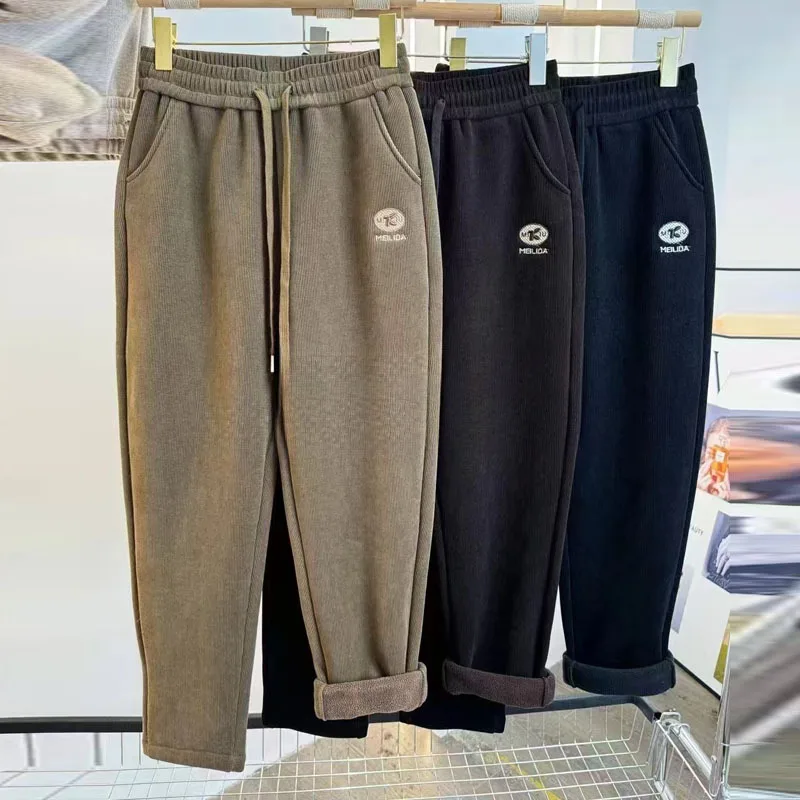 

Thickened Fleece Winter Casual Pants Women's Harlan Outerwear High Waist Elastic Micro Stretch Other Material 100% Stitched