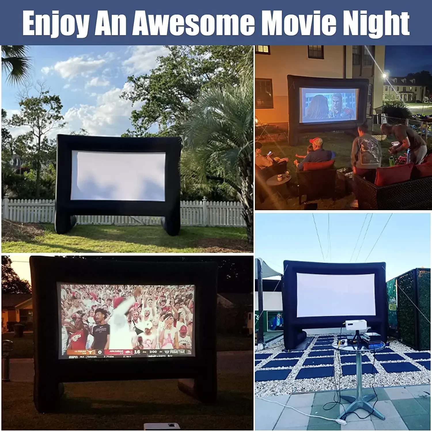 Inflatable Projector Movie Screen, Large Inflatable Projection Screen for Outdoor Backyard Party Home Entertainment