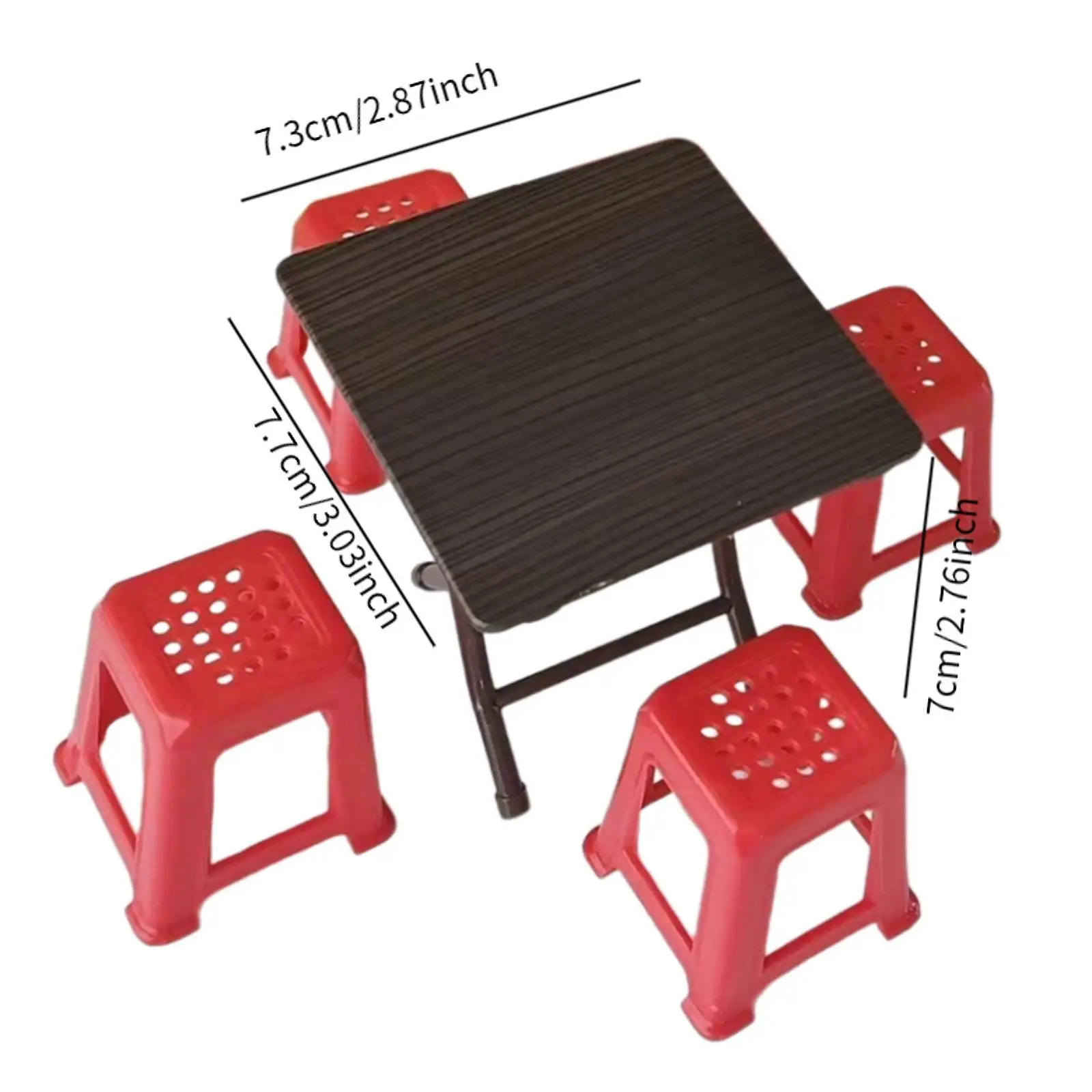 1:12 Mini escritorio Simulación Muebles para casa de muñecas con 4 sillas, Decoración de accesorios para muñecas,